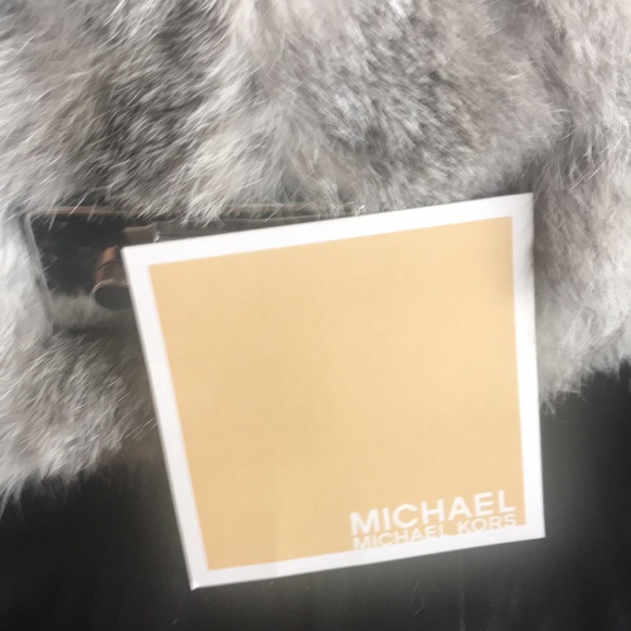 MICHAEL KORS | RARE FLURRY RABBIT FUR AND LEATHER HANDBAG SILVER CHAIN STRAPS* - Picture 6 of 8